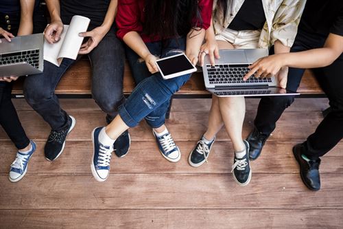 students using laptops