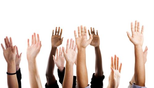 raising hands